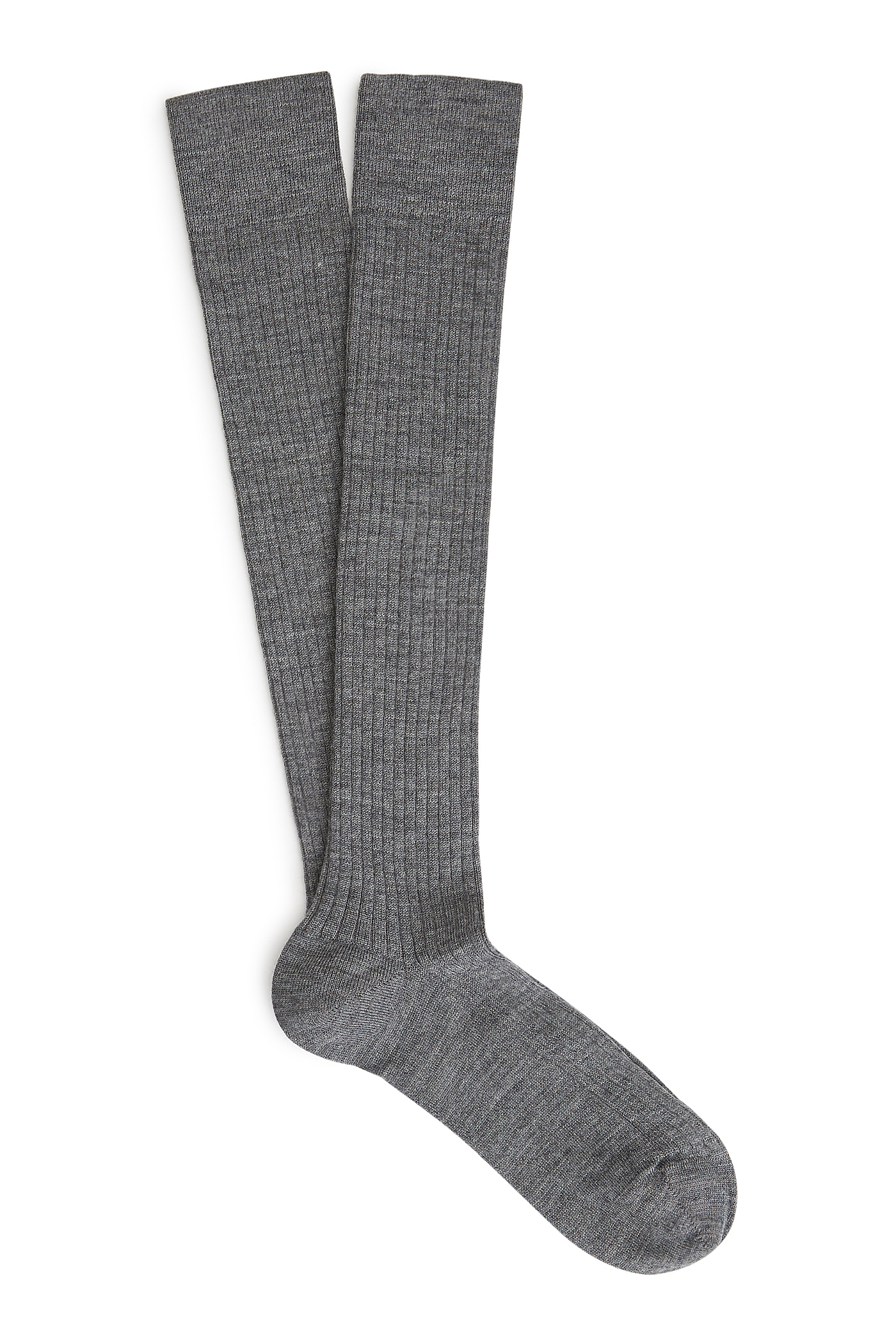 Mid Grey Long Wool Socks | New & Lingwood