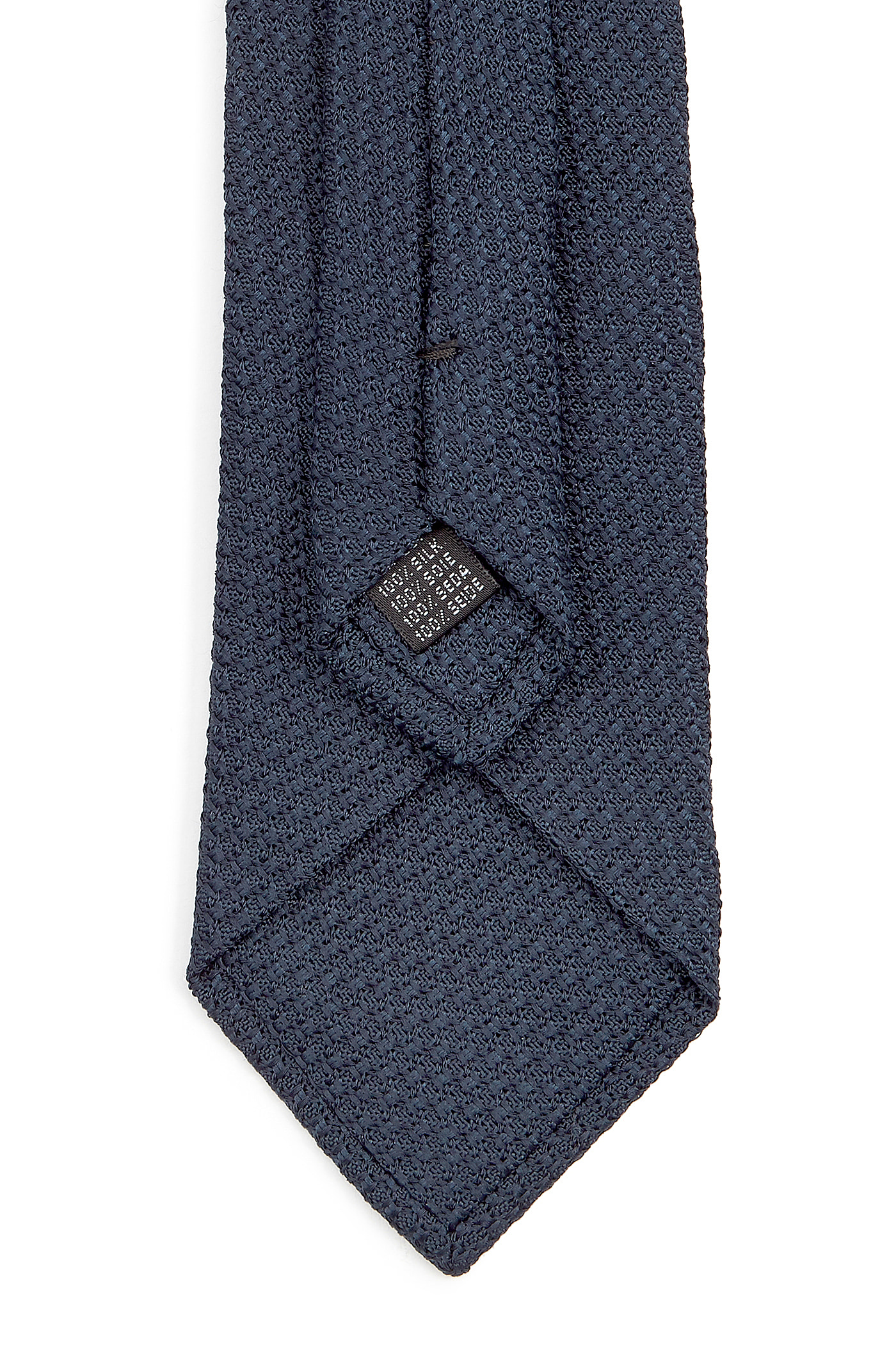 Navy Large Weave Grenadine Self Tipped Woven Silk Tie | New & Lingwood