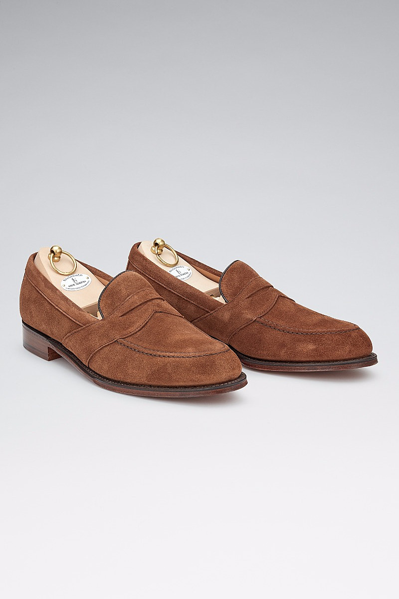 Cognac Suede Full Saddle Loafers | New & Lingwood