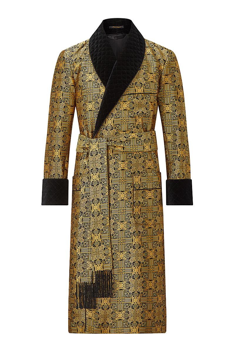 Rococo Lined Silk Dressing Gown | New & Lingwood