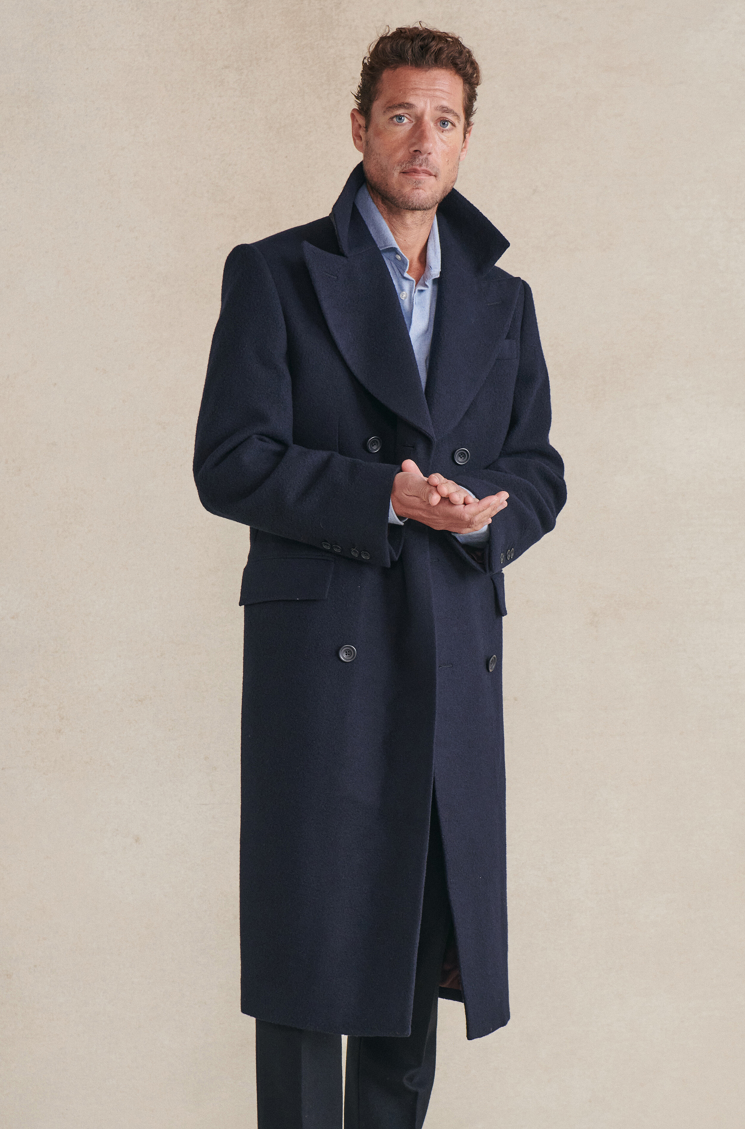 Double breasted overcoat men sale