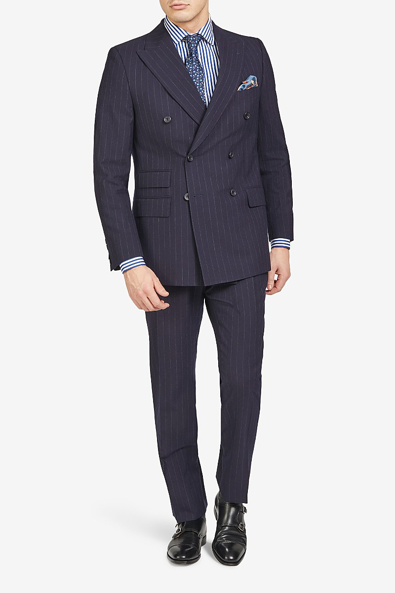Chalkstripe Double-Breasted Suit | New & Lingwood