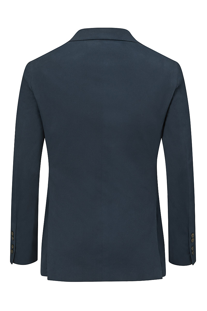 Navy Plain Cotton Stretch Single Breasted Jacket | New & Lingwood