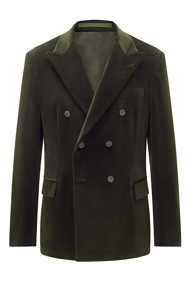 Green Double Breasted Velvet Jacket | New & Lingwood