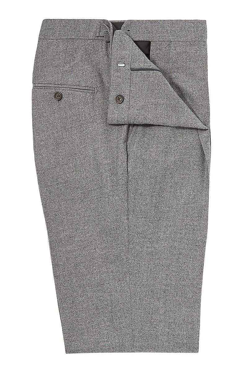 Single Pleat Trouser  Mid Grey Woollen Flannel  Natalino