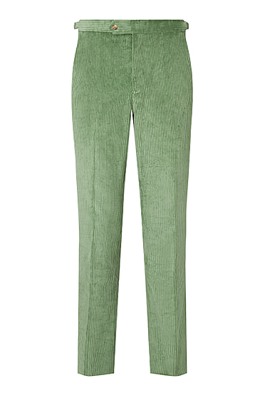 Sage Flat Front Corduroy Trousers