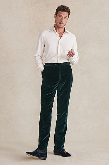 Cream Flat Front 5 Wale Corduroy Trousers