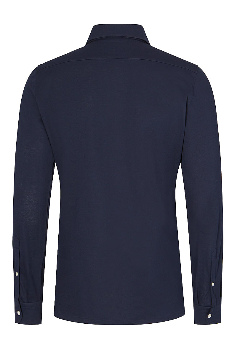 Navy Long Sleeve Jersey Polo | New & Lingwood