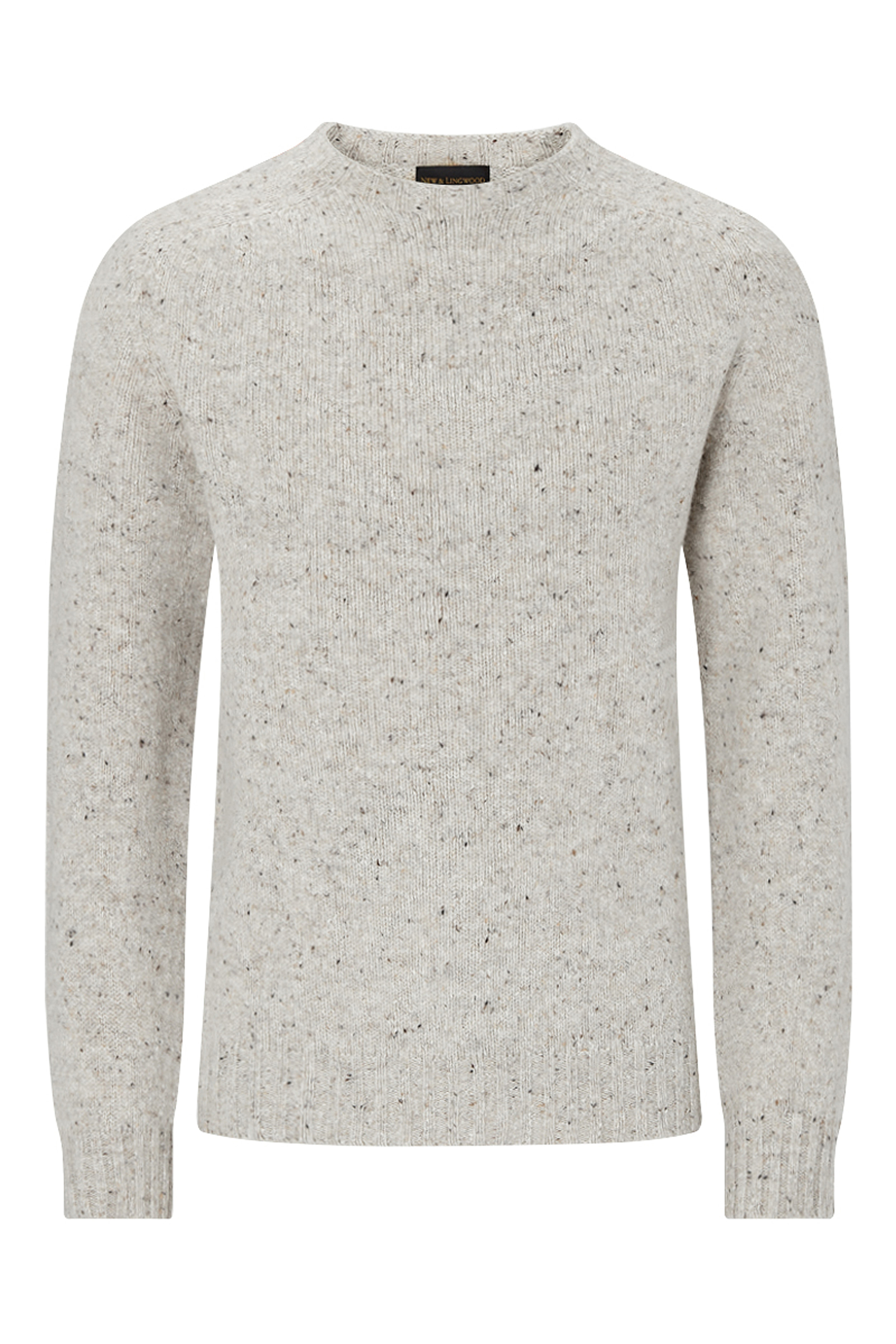 Stone Donegal Fleck Crew Neck Wool Sweater | New & Lingwood