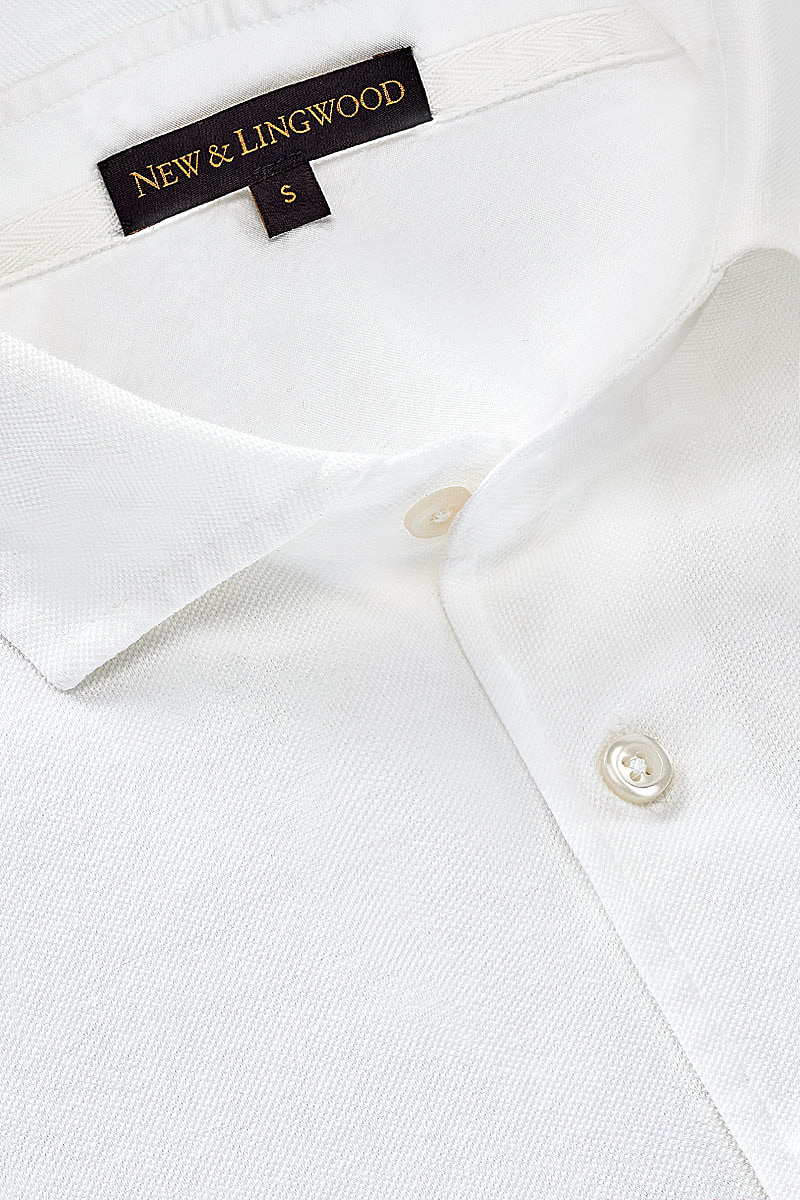 White Long Sleeve Jersey Polo Shirt | New & Lingwood
