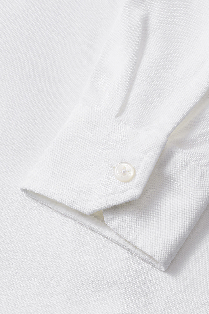 White Long Sleeve Jersey Polo Shirt | New & Lingwood