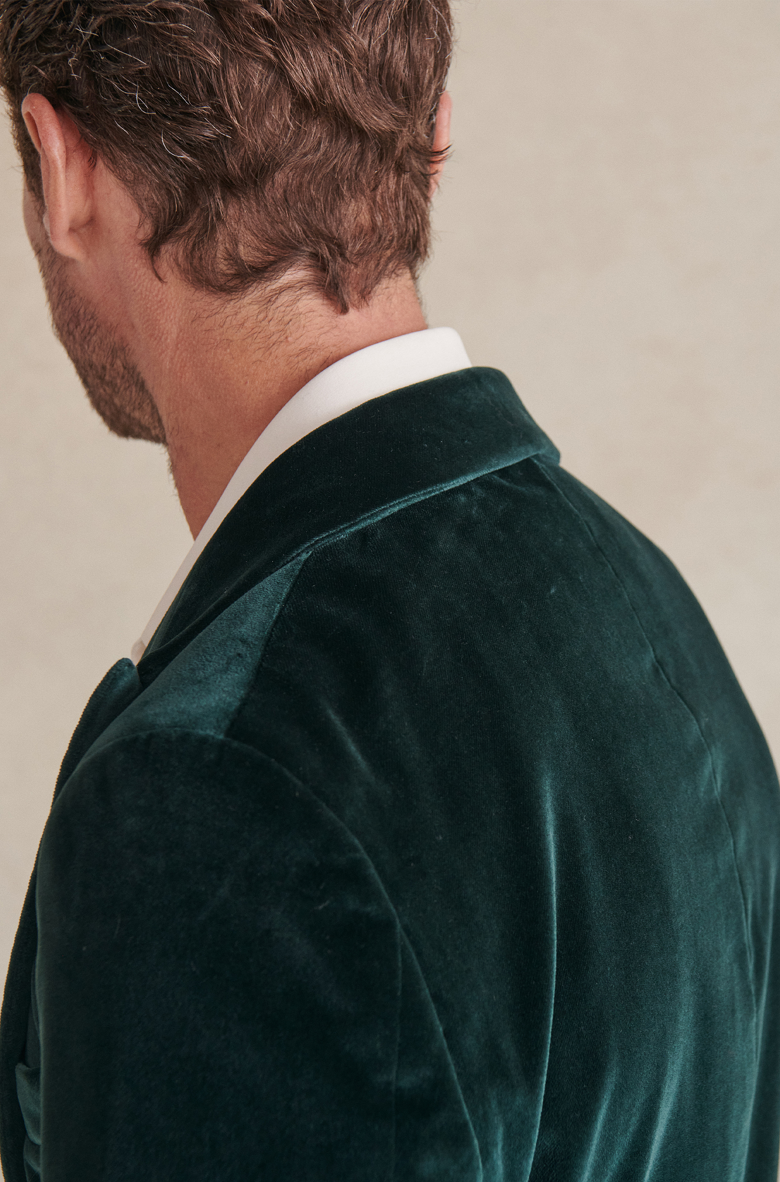 Dark Green Double Breasted Velvet Jacket | New & Lingwood