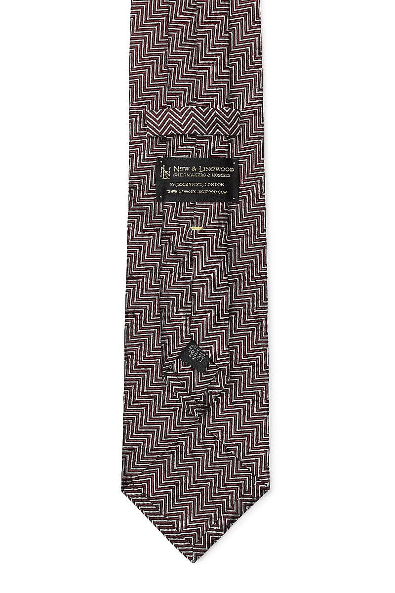 Burgundy Herringbone Silk Tie | New & Lingwood