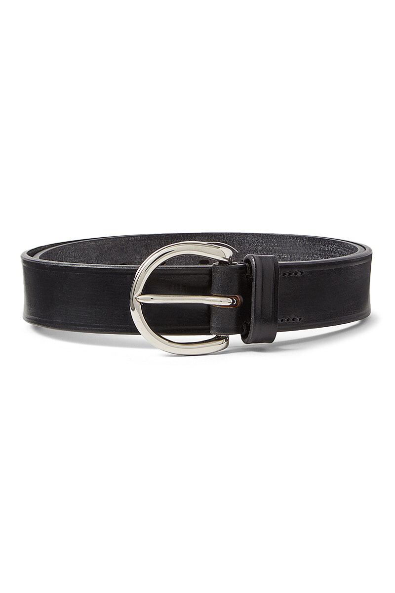 Black Oval Buckle Leather Belt | New & Lingwood