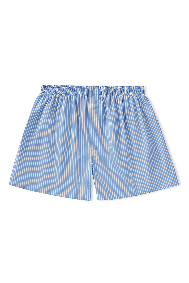 Light Blue Stripe Cotton Boxer Shorts New And Lingwood