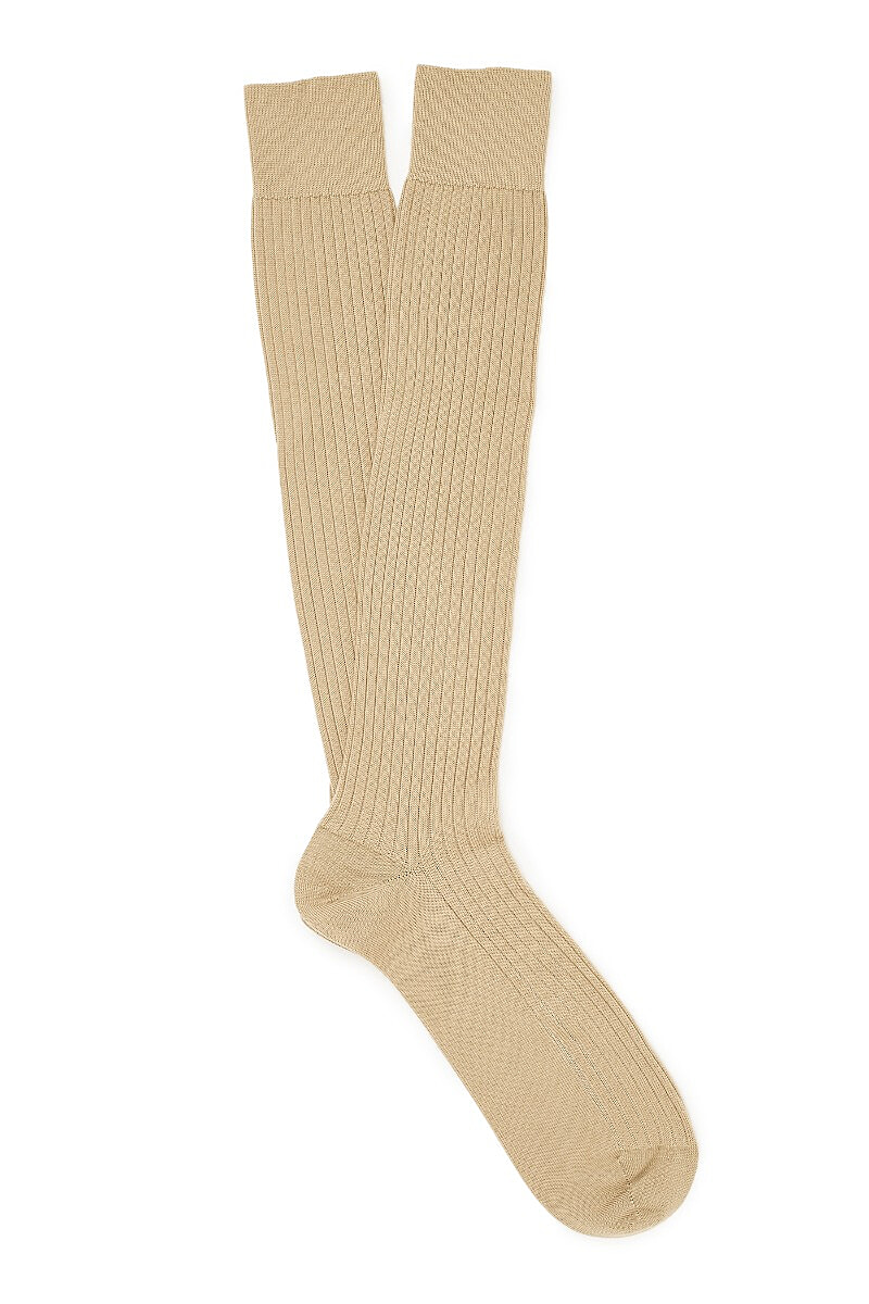 Light Khaki Long Wool Socks | New & Lingwood