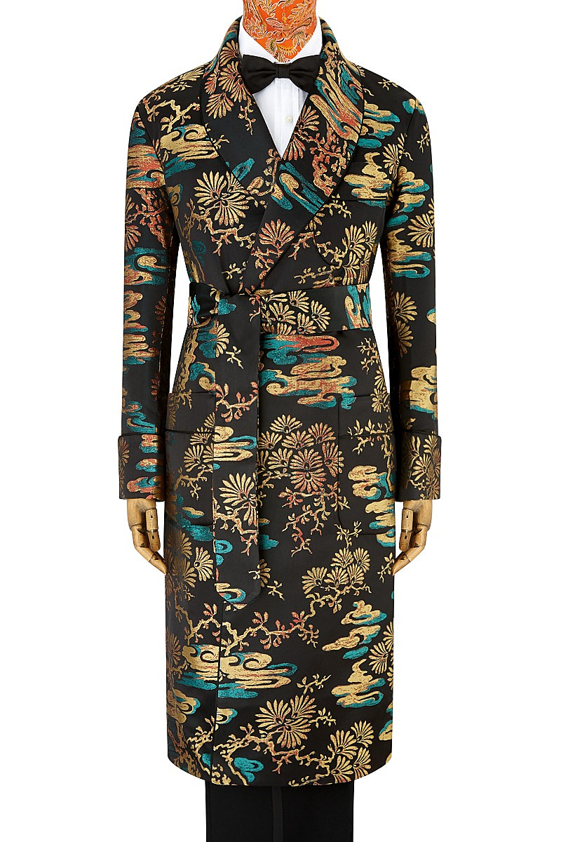 Oriental Floral Lined Dressing Gown | New & Lingwood