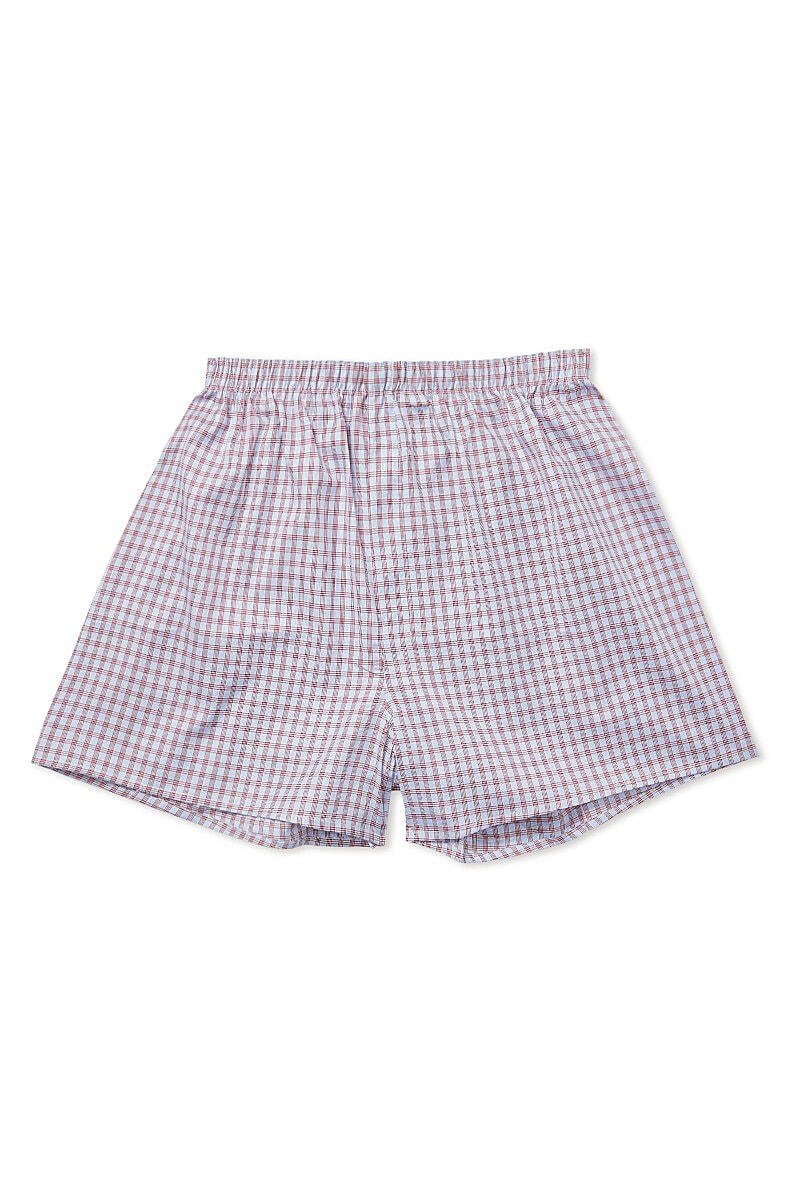 Blue & Red Morley Check Cotton Boxer Shorts | New & Lingwood