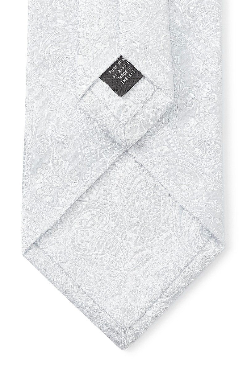 Silver Cliffe Paisley Jacquard Self Tipped Woven Silk Tie | New & Lingwood