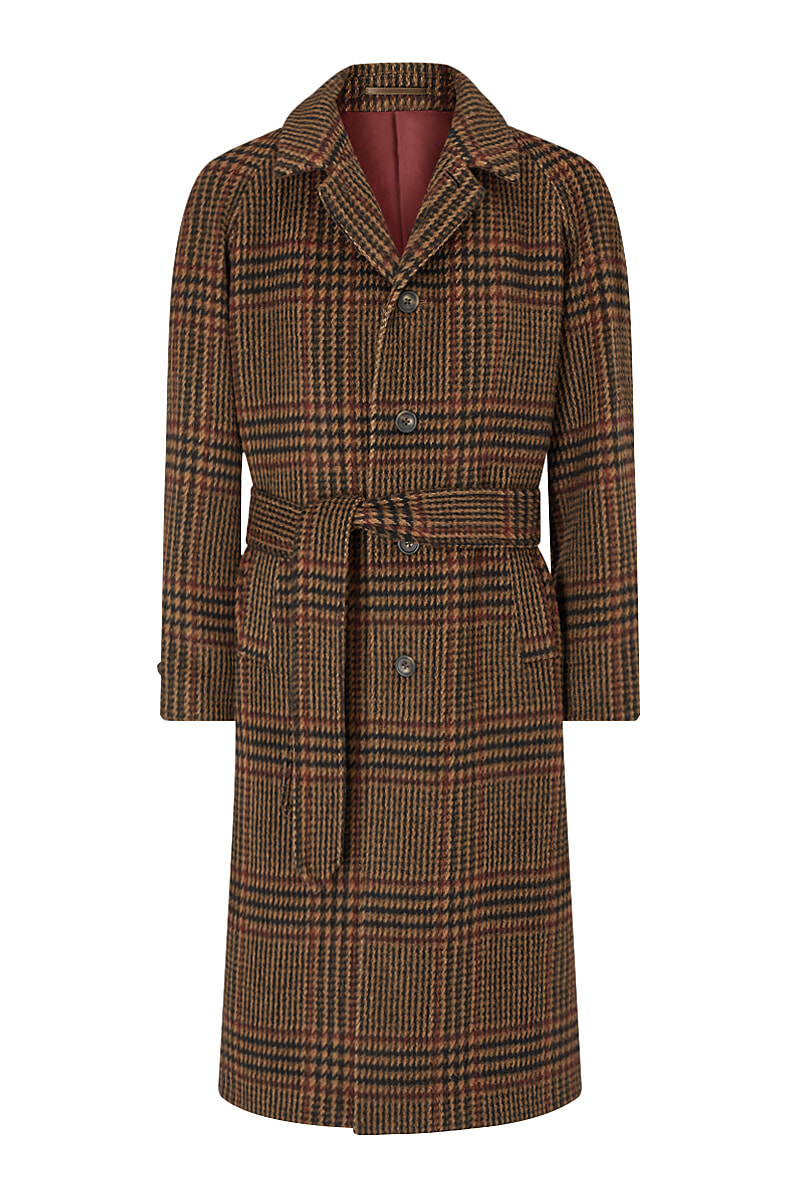 Burgundy Check Wrap Coat | New & Lingwood