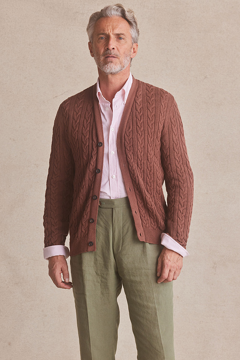 Brown Cable Knit Cardigan New & Lingwood