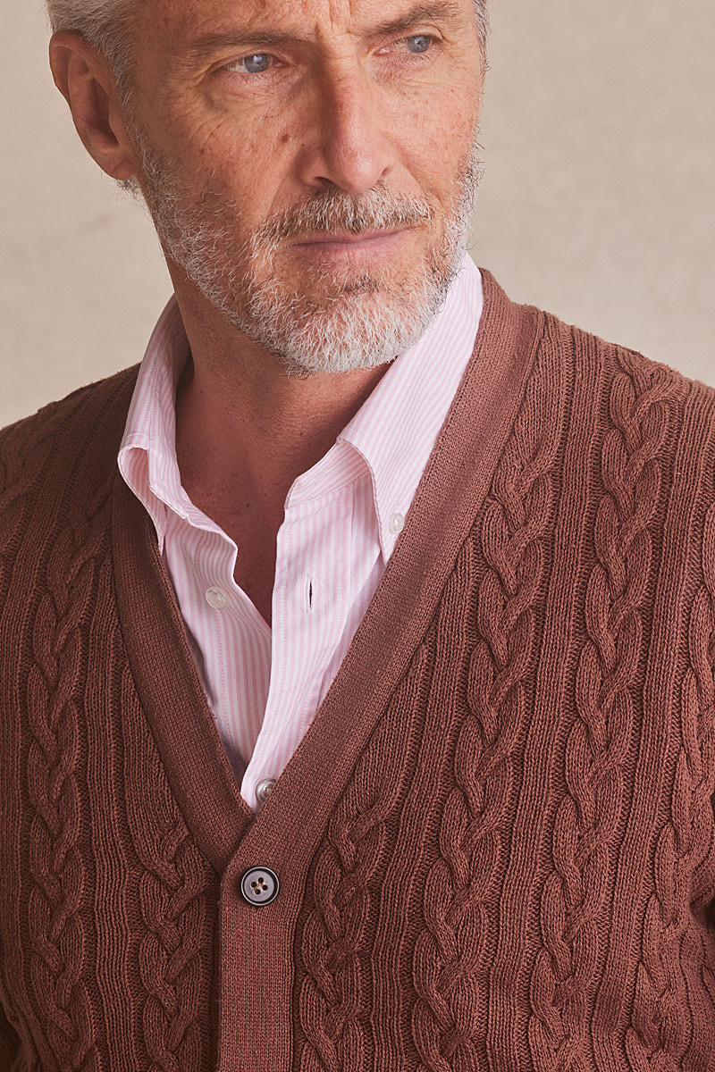 Brown Cable Knit Cardigan New & Lingwood