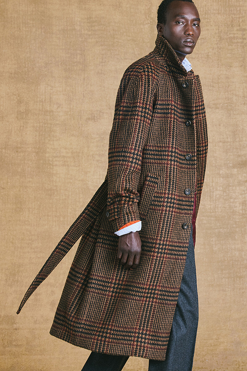 Burgundy Check Wrap Coat New Lingwood