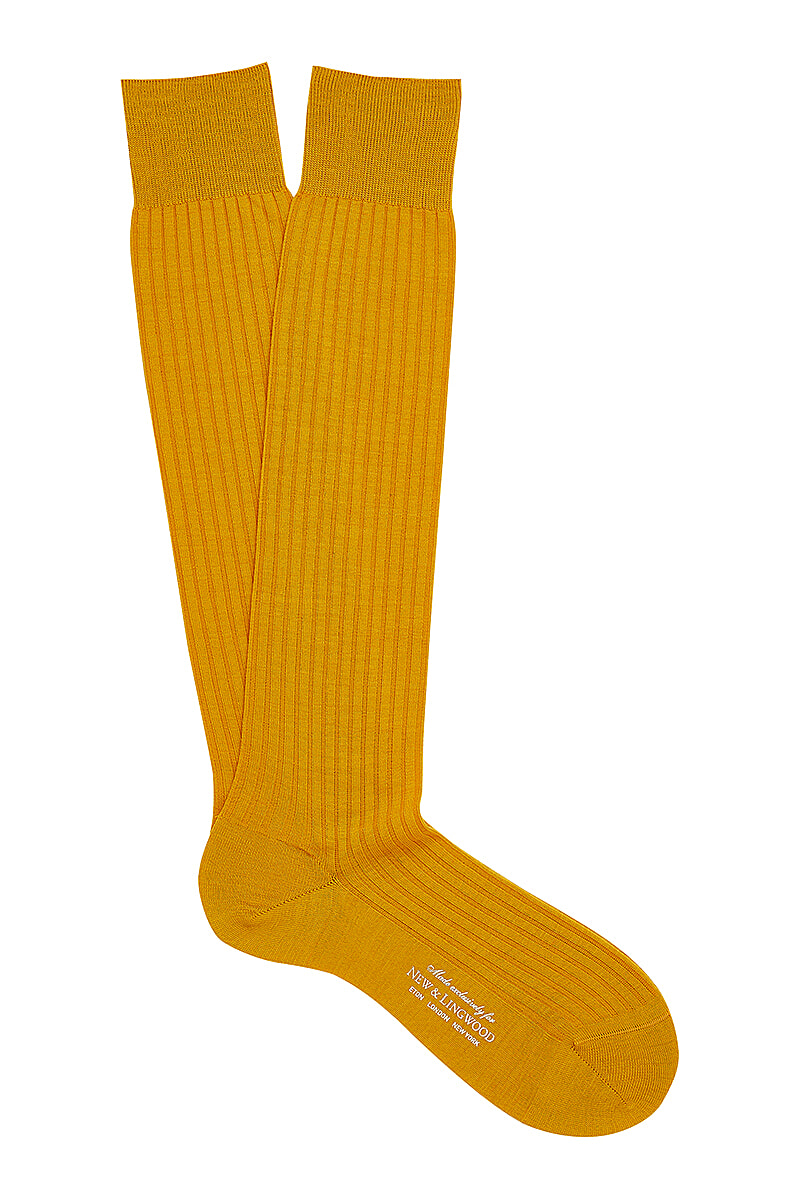 Gold Long Wool Socks | New & Lingwood