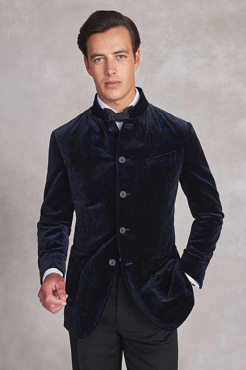 Blue velvet nehru outlet jacket