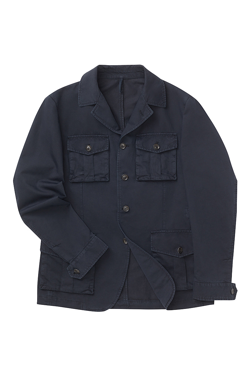 Navy Linen Twill Safari Jacket | New & Lingwood