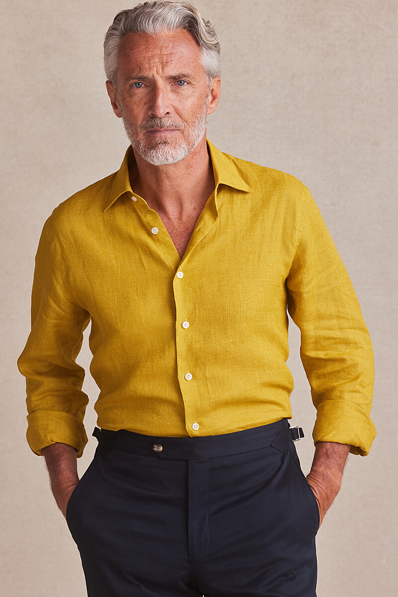 Linen on sale yellow shirt