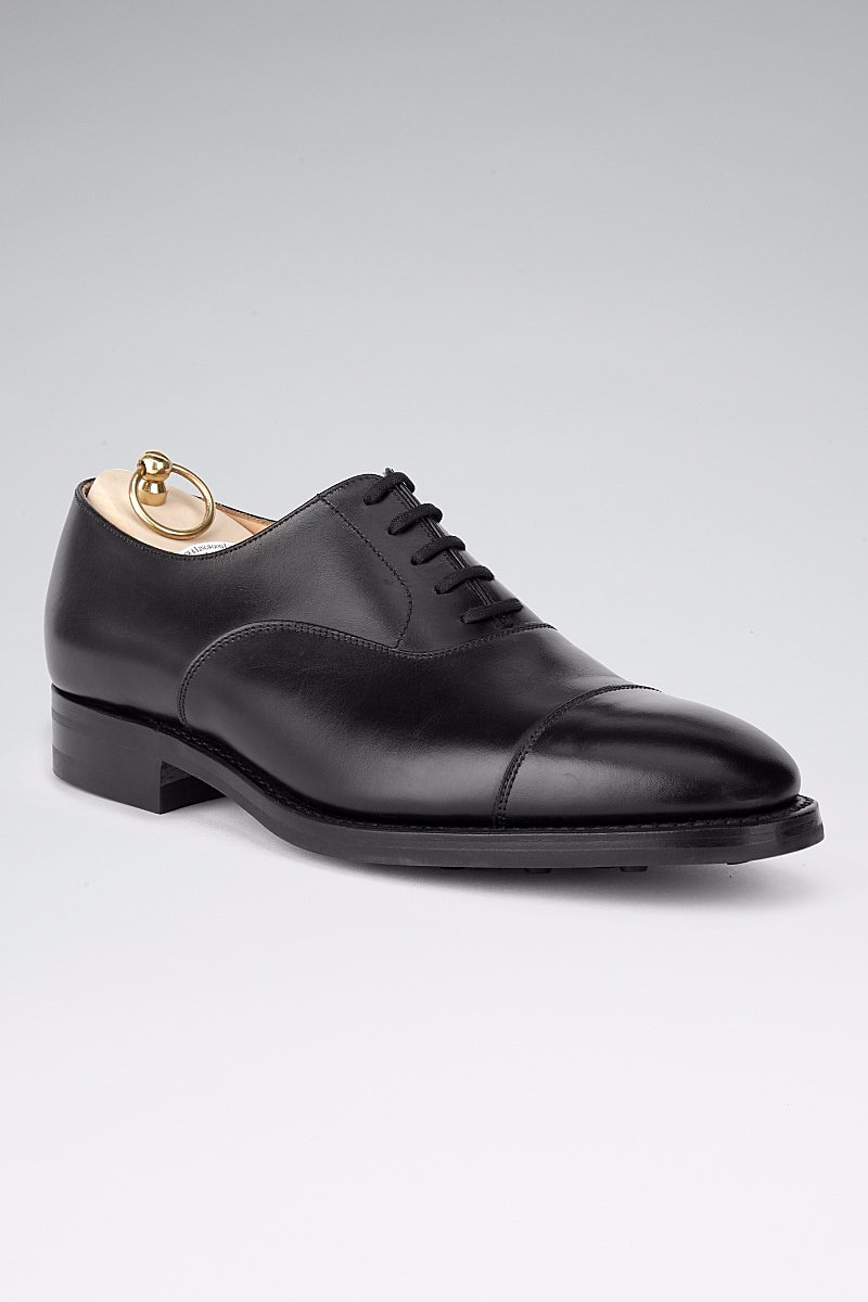 Black Calf Leather 5 Tie Oxford Shoes With Dainite Sole | New & Lingwood