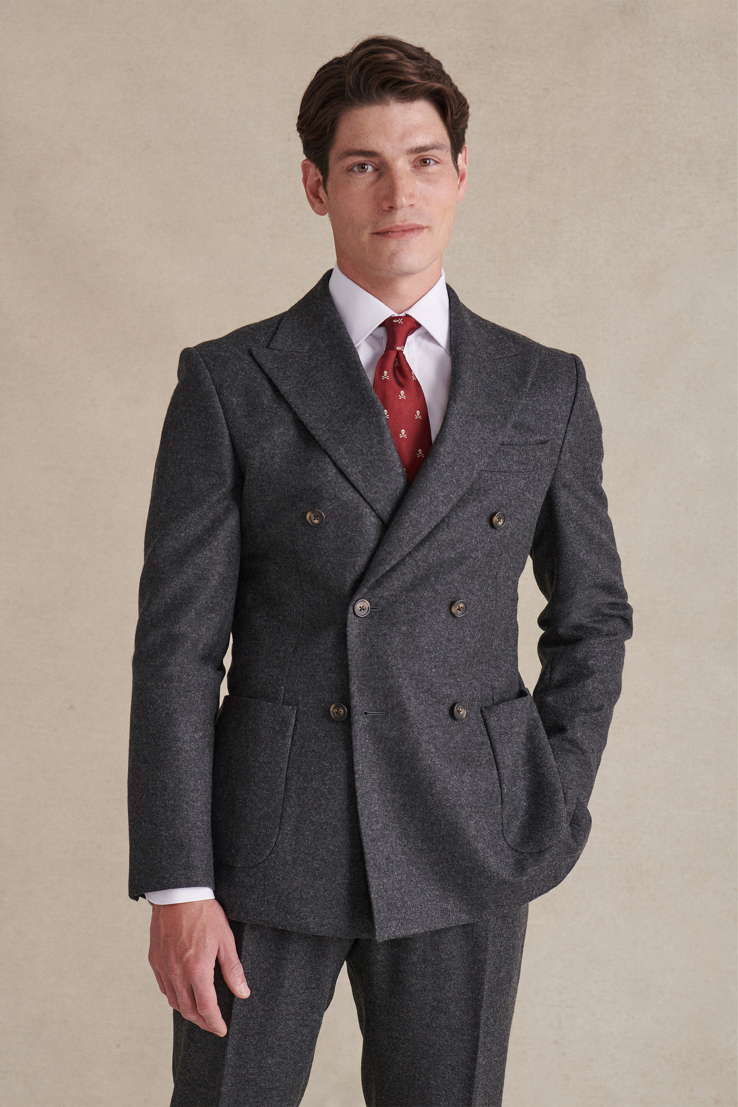 Grey flannel discount double breasted suit