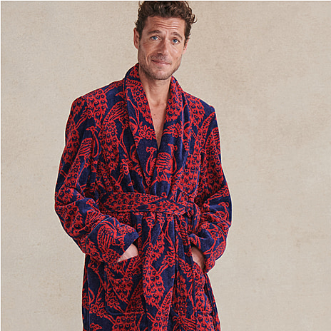 Men's Red and Black Dressing Gown, Classic Paisley Smoking Jacket Robe,  Victorian Style Housecoat