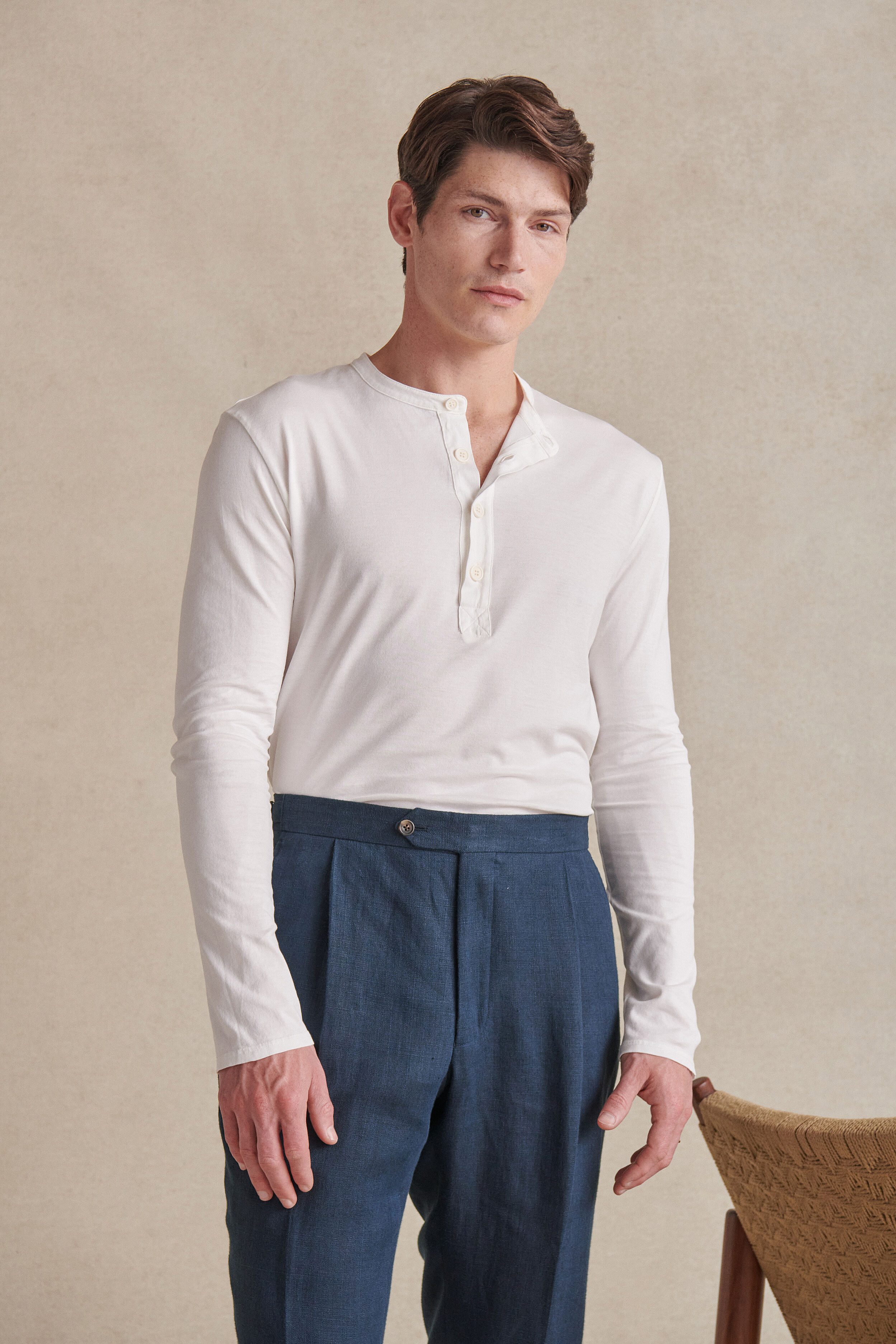 White Henley Shirt New Lingwood