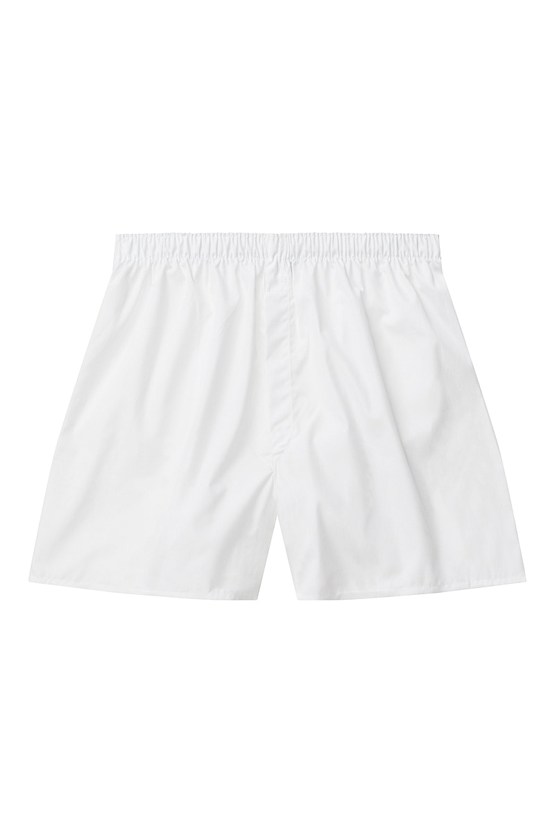 White Poplin Boxer Shorts | New & Lingwood