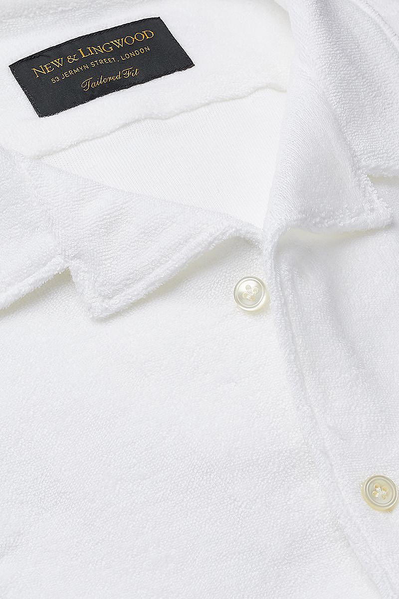 White Camp Collar Tailored Fit Short Sleeve Terry Towelling Shirt | New ...